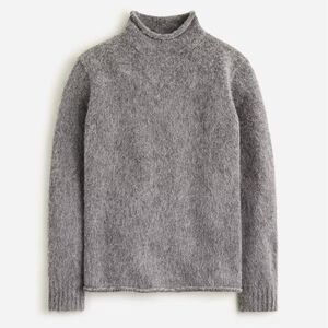 J. CREW Men's Brushed Wool Rollneck Sweater Heather Flannel Gray Fisherman L NWT